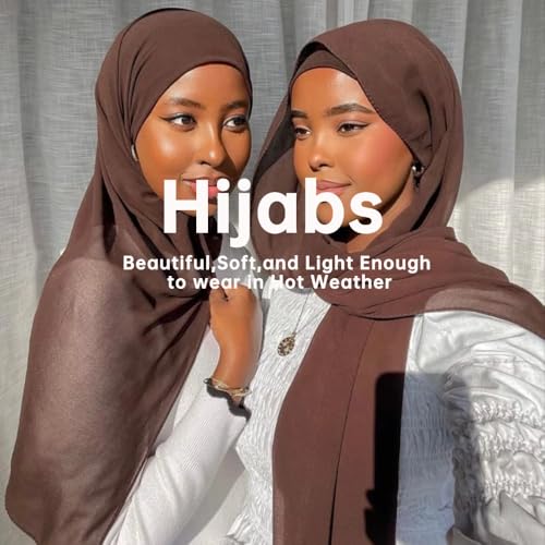 Harewom Chiffon Hijab for Women Sheer Shawl and Wraps for Wedding Bridal Scarves Summer Lightweight Sun-proof Scarf - color: Brown Chiffon Hijab Shawls Scarves