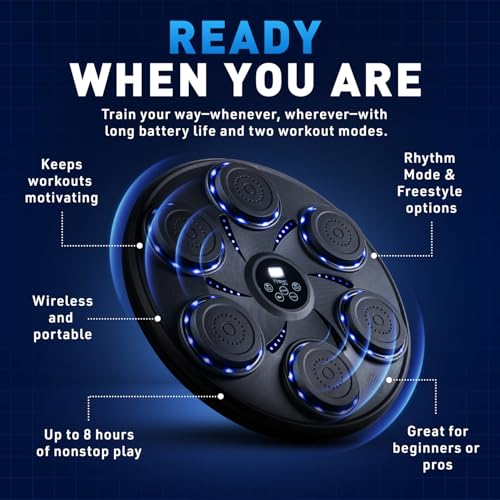 Music Boxing Machine for Adults and Kids| Exercise Equipment Smart Boxing Pad with Boxing Gloves, Speaker & Bluetooth Synced LED lights with 9 Modes & Speeds, Large Size Wall for Home, Office, and Gym