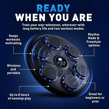 Music Boxing Machine for Adults and Kids| Exercise Equipment Smart Boxing Pad with Boxing Gloves, Speaker & Bluetooth Synced LED lights with 9 Modes & Speeds, Large Size Wall for Home, Office, and Gym