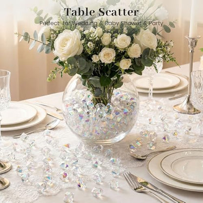 DomeStar 550PCS Bright Clear Vase Fillers, Small Acrylic Fake Ice Rocks Gems Crystals Diamonds Table Centerpiece Fish Tank Table Scatter Photography Props Display (0.4 * 0.6) - color: Bright Clear