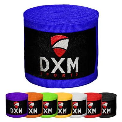DXM SPORTS Boxing Hand Wraps Inner Gloves - 180 Inch Elasticated Thumb Loop Bandages - Kickboxing MMA Muay Thai Kickboxing Martial Arts Punching Training for Men Women - color: Blue