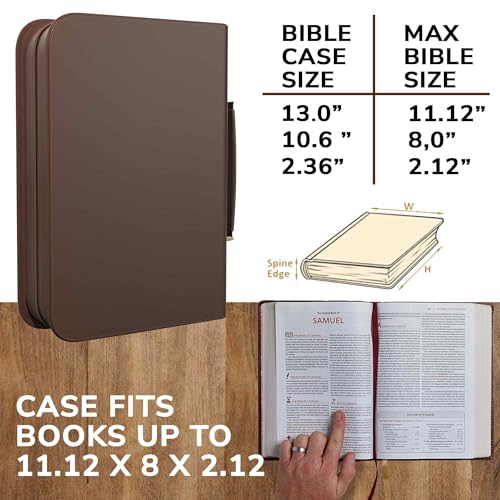 DEHITE Bible Cover Case for Men – Bible Carrying Case for Men – Brown Extra Large Holder – Bag Fits Book 11.12 x 8 x 2.12 in – Pen Slots – Zippered Pocket – Premium Faux Leather – Christian Gift - size: Extra Large Brown