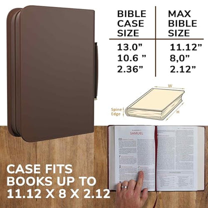 DEHITE Bible Cover Case for Men – Bible Carrying Case for Men – Brown Extra Large Holder – Bag Fits Book 11.12 x 8 x 2.12 in – Pen Slots – Zippered Pocket – Premium Faux Leather – Christian Gift - size: Extra Large Brown