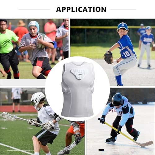Youth Padded Compression Shirt Vest Rib Chest Protector Football Baseball - color: Padded Vest White, size: Medium