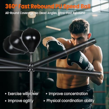 INNOLIFE Height Adjustable Boxing Bar, Boxing Spinning Bar with Punching Bag, Speed Trainer for Home Gym, Black