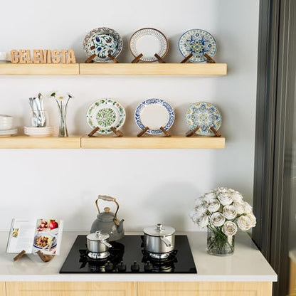 Cookbook Stand for Kitchen, Wooden Cook Book Holder, Plate Stands for Decor Display, Recipe, Counter, Photo, Gift(Rustic Brown) (6.5in-2P) - size: 6.5in (2 Pack, Rustic Brown)