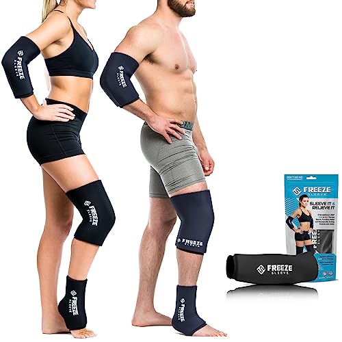 FreezeSleeve Ice & Heat Therapy Compression Sleeve- Reusable, Flexible Gel Hot/Cold Pack, 360 Coverage for Knee, Elbow, Ankle, Wrist- Black, XX-Large - color: Black, size: 2X-Large (Pack of 1)