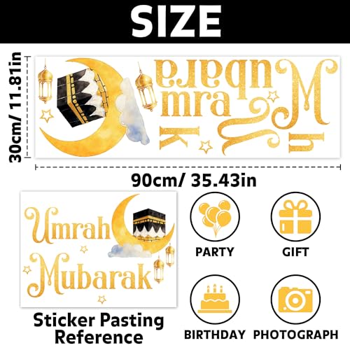 Umrah Mubarak Decal Umrah Mubarak Decorations Happy Eid Party Decorations for Balloon Arch Sticker