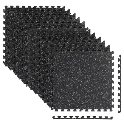 12 Tiles Exercise Mat, 48 Sq.Ft Interlocking Foam Floor Mat with Rubber Top, Non-Slip Waterproof Puzzle Gym Mat for Home Workout Equipment & Garage, 0.79" Thick (Black)