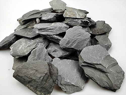 Voulosimi Natural Slate Rocks PH Neutral Stone Perfect Rocks for Aquariums, Landscaping Model,Tank Decoration,Amphibian Enclosures (7.5 LB, 3-5 inch) - color: 7.5 LB, size: 3-5 inch