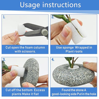 2PCS Natural River Stone Plant Weights for Aquarium，Pebble Aquatic Plants Fixed Ring for Aquatic Plants，Unique Shape & Size Decorative River Rock for Landscape Plant(0.8" Holes) - size: 2, style: 1 hole