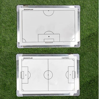 QuickPlay Soccer Coaching Magnetic Whiteboard Double Sided 12x16 in - Magnetic Soccer Tactics Board with Full and Half Field Layout, Dry Erase Coach Board with Magnets