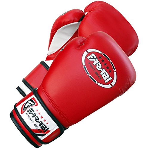 Farabi Sports Kids Boxing Gloves 6-oz Red Kick Boxing Punching Bag Pads Training