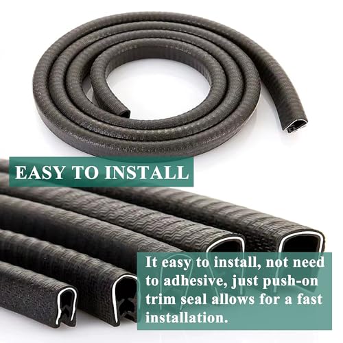 U Shape Rubber Seal Edge Strip Trim Guard for Panels, Car Doors, Steel Plates, Hatches, Table Corners, Fits Edge 1/32 to 1/4 Inch, 10Ft Length