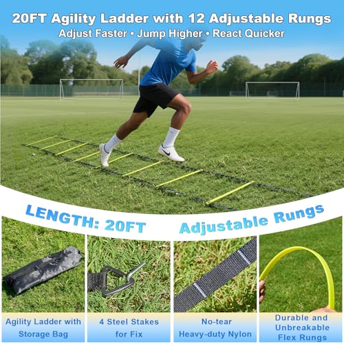 Soccer Goals for Backyard Soccer Goal 12x6 Big 10x6.5 8x6 6x4FT Soccer Goals for Youth Adults and Kids Large Metal 2" Goal Post with Agility Ladder and Target Net Soccer Cones Practice Equipment - style: 6×4 FT