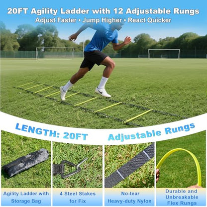 Soccer Goals for Backyard Soccer Goal 12x6 Big 10x6.5 8x6 6x4FT Soccer Goals for Youth Adults and Kids Large Metal 2" Goal Post with Agility Ladder and Target Net Soccer Cones Practice Equipment - style: 6×4 FT