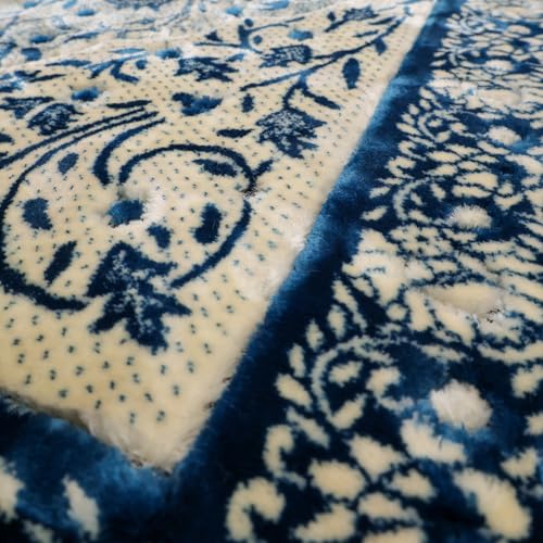 Velvet Muslim Prayer Rug Set with 99 Beads - Blue - color: Blue