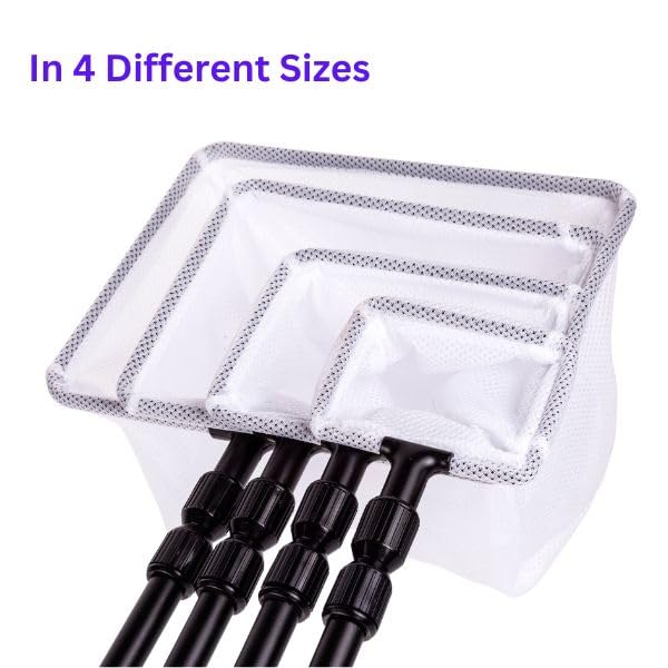 Aquarium Fish Net with Extendable 22"-33" Handle, Telescopic Fish Tank Nets, Fine Mesh Net for Fish and Shrimp Catching, Ponds, Creeks, and Aquariums - size: Large Net