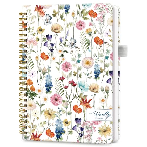 Taja Undated Weekly Planner, Weekly To Do List Notebook with Goal & Habit Tracker Organizer, A5 Weekly Planner Notebook with Spiral Binding, 6.1" x 8.2" - Floral - color: b.Floral