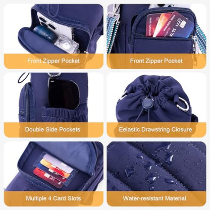Water Bottle Bag 40 oz Crossbody Holder for Walking Hiking Insulated Carrier Purse with Adjustable Strap - color: Blue