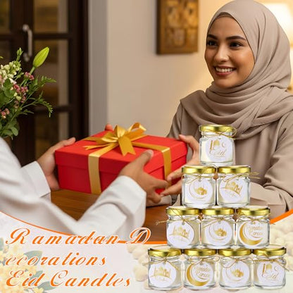 MTLEE 24 Pcs Eid Mubarak Scented Soy Candles 1.8 oz Glass Ramadan Scented Candle Gifts for Women Muslim Islamic Gifts for Family Eid Party Favors Table Decorations