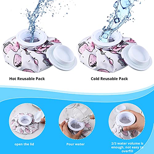 Honoson 4 Pack Reusable Ice Pack for Injuries, Ice Bags Hot Water Bag for Hot & Cold Pain Relief No-Leak Elastic Breathable for Muscle, Joint Pain Swelling, Sports & Home Use(Cute Fruit Style) - style: Cute Fruit Style