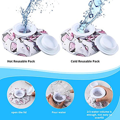 Honoson 4 Pack Reusable Ice Pack for Injuries, Ice Bags Hot Water Bag for Hot & Cold Pain Relief No-Leak Elastic Breathable for Muscle, Joint Pain Swelling, Sports & Home Use(Cute Fruit Style) - style: Cute Fruit Style