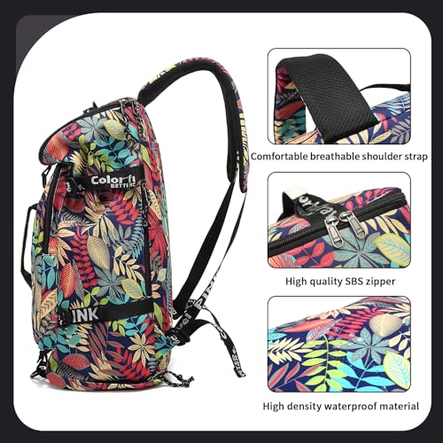 gym duffel bag backpack wrestling bag with shoe compartment 4 kinds of back method waterproof sports walking laptop - color: A-floral Red