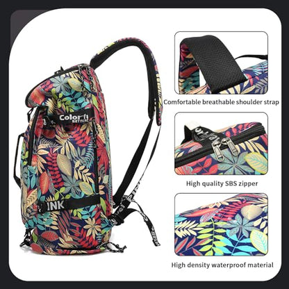 gym duffel bag backpack wrestling bag with shoe compartment 4 kinds of back method waterproof sports walking laptop - color: A-floral Red