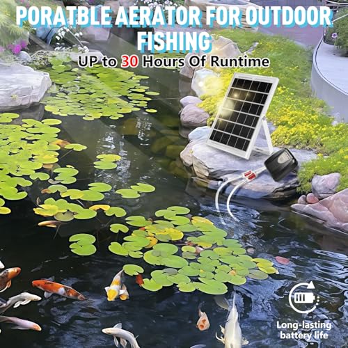 Solar Powered Aquarium Air Pump, Quiet Powerful Fish Tank Air Pump - color: Black