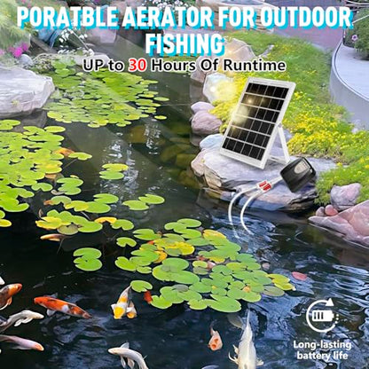 Solar Powered Aquarium Air Pump, Quiet Powerful Fish Tank Air Pump - color: Black