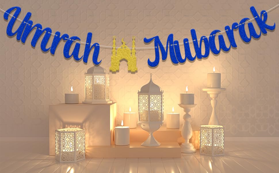 Umrah Mubarak Banner - Umrah Mubarak Decorations - Ramadan Decorations Blue - size: Blue Umrah Mubarak
