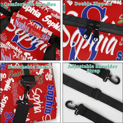 Custom Sports Duffel Bag Boys Personalized Kids Gym Bag, Red | Customized Travel Duffle Bag with Name Ranked - color: Color 1