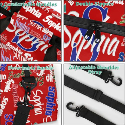 Custom Sports Duffel Bag Boys Personalized Kids Gym Bag, Red | Customized Travel Duffle Bag with Name Ranked - color: Color 1