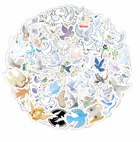 100Pcs Dove Stickers for Water Bottle and Laptop - Dove Party Supplies & Decorations, Waterproof Vinyl Decals, Peace and Bird Stickers, Gifts for Women & Men - color: Dove Stickers