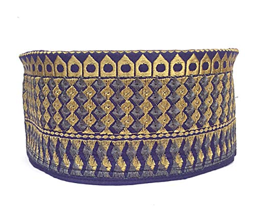 Kufi Men's Unisex Skull Cap Broad Strap Solid Hat with Hand Embroidery Kufi Caps Knitted Beanie Summer Headwear Long Hats - color: Blue Green, size: Large