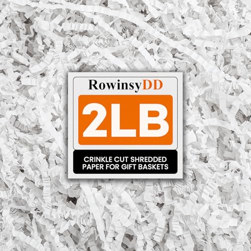 RowinsyDD 2LB White Crinkle Paper Filler, Shredded Paper for Gift Baskets - color: White, size: 2LB