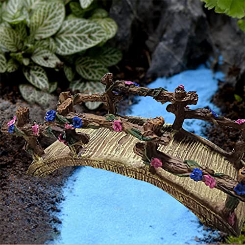 MUAMAX Miniature Fairy Garden Bridge - Resin Craft Cute Artificial Micro Landscape Bridge for Dollhouse Ornament (Flower Bridge)