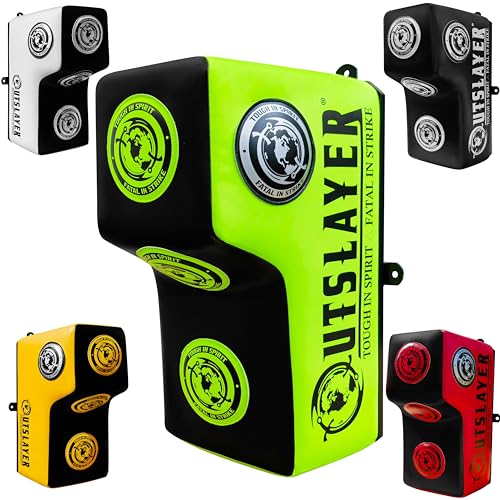 Outslayer Wall Mount Punching Bag - Space-Saving Boxing Training Equipment for Hooks, Uppercuts, Straight Combinations - High Density Foam, Wall Mounted Uppercut Boxing Bag - color: Neon Green