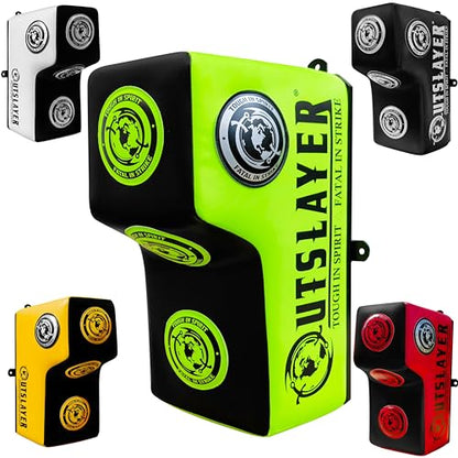 Outslayer Wall Mount Punching Bag - Space-Saving Boxing Training Equipment for Hooks, Uppercuts, Straight Combinations - High Density Foam, Wall Mounted Uppercut Boxing Bag - color: Neon Green