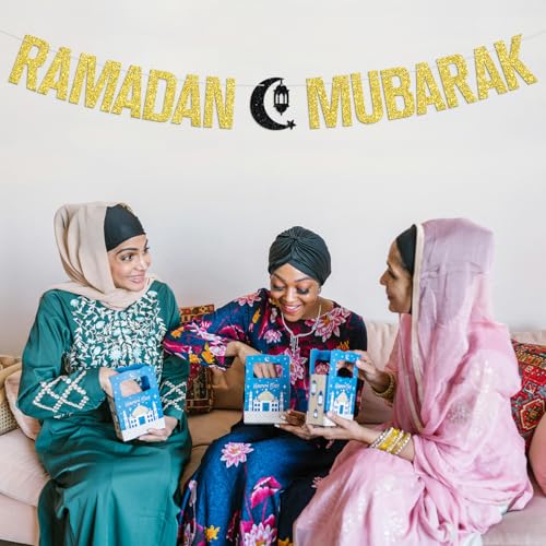 Ramadan Mubarak Banner, Eid Mubarak Festival Party Hanging Decorations, Ramadan Kareem/Happy Eid, Hajj Mubarak Umrah Mubarak Islamic Party Decorations Supplies