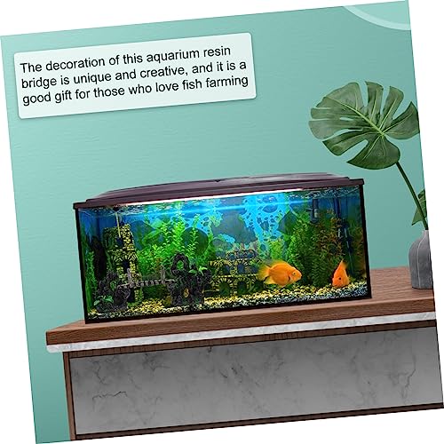 BESPORTBLE Fish Tank Resin Bridge Decoration Underwater Suspension Bridge Model for Aquarium Landscaping Unique Rockery Statue Fish Hideout Craft Retro Design for Betta and Shrimp Tanks