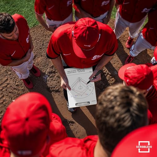 SCRIBBLEDO Baseball Dry Erase Board for Coaches 15x9 Double Sided Lineup Board with Roster Inning Score Tracker for Baseball Softball and Tee Ball Coaching