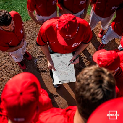 SCRIBBLEDO Baseball Dry Erase Board for Coaches 15x9 Double Sided Lineup Board with Roster Inning Score Tracker for Baseball Softball and Tee Ball Coaching
