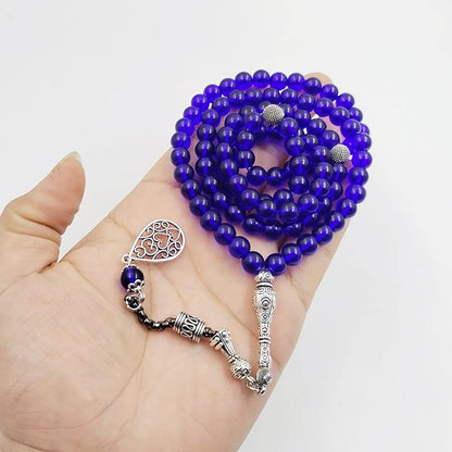ALBASHAN blue tasbih 8mmx 99 100 beads with Metal tassel prayer beads gift Muslim Rosary - size: 8MMX99BEADS