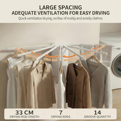 Wall-Mounted Drying Rack Clothing Foldable, Space-Saving Laundry Drying Rack with 7 Rods Perfect for Versatile Indoor and Outdoor Use in Apartment, Bathroom, RV, Balcony and Bedroom - style: Wall-Mounted
