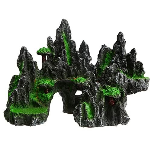Saim Fish Tank Decorations - Mountain View Aquarium Ornament (Small) - size: Small