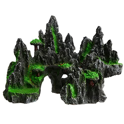Saim Fish Tank Decorations - Mountain View Aquarium Ornament (Small) - size: Small