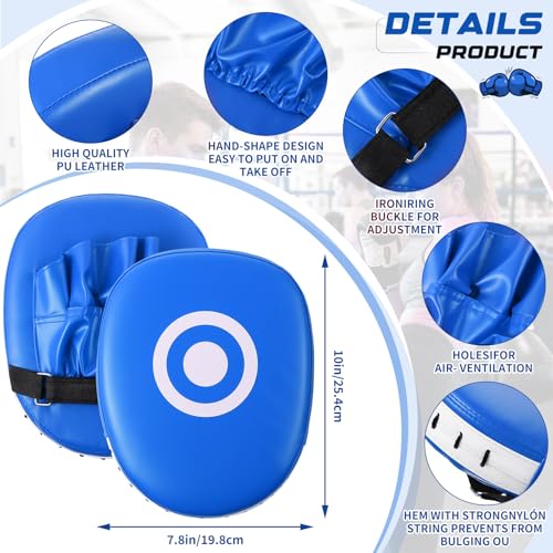 Poen 7 in 1 Taekwondo Kick Pad Boxing Training Equipment Punching Mitts Martial Arts Wrist Band Adjustable Soft Pads Set for Karate Muay Thai MMA Training - color: Blue