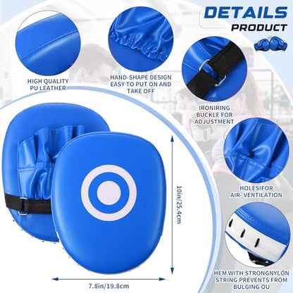 Poen 7 in 1 Taekwondo Kick Pad Boxing Training Equipment Punching Mitts Martial Arts Wrist Band Adjustable Soft Pads Set for Karate Muay Thai MMA Training - color: Blue
